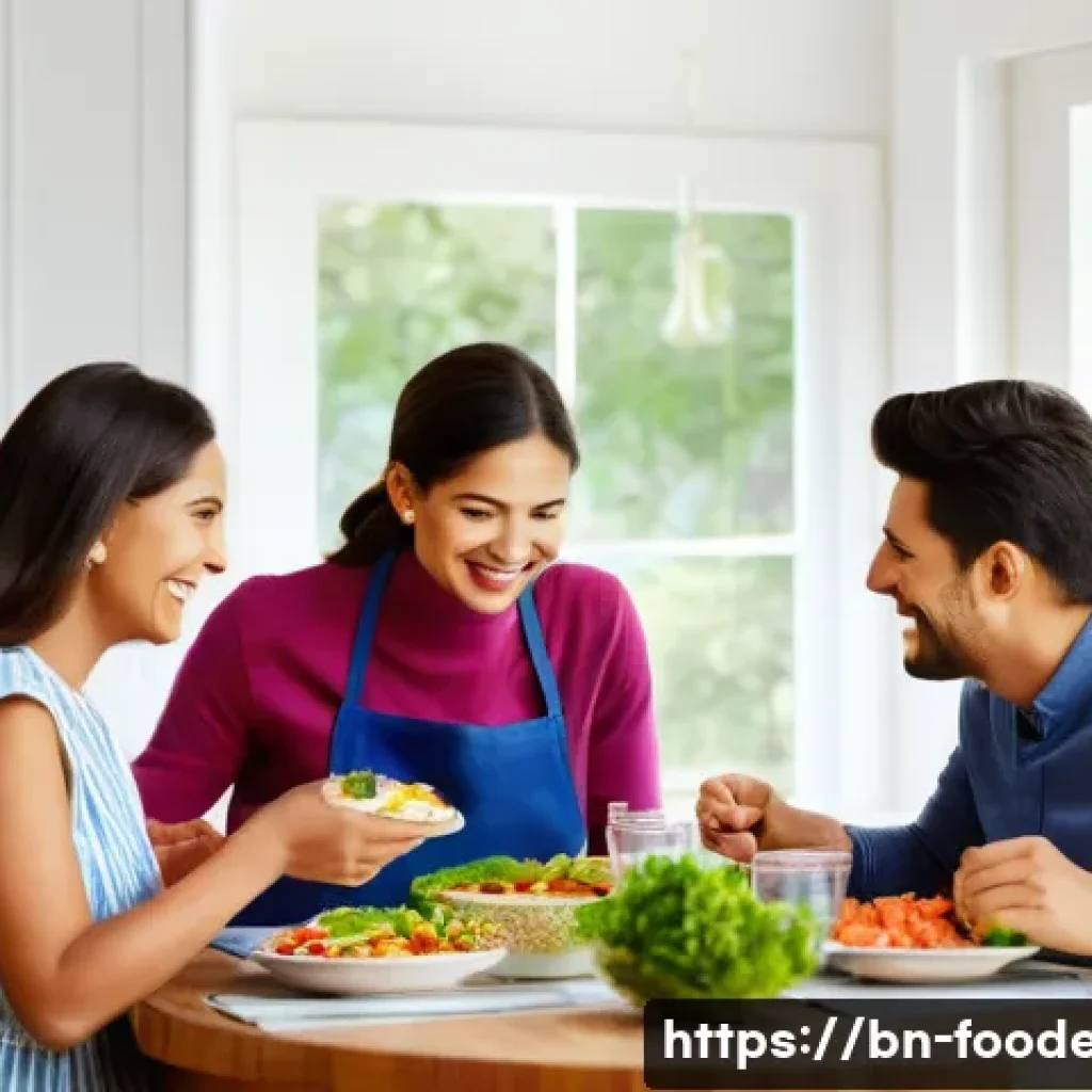 HACCP 인증과 적용 - **Prompt:** "A vibrant, warm scene depicting a diverse family of three (mother, father, and a toddle...