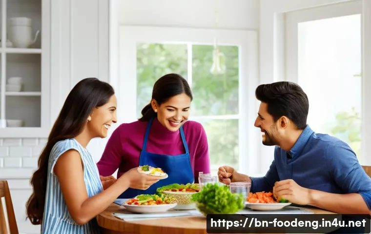 HACCP 인증과 적용 - **Prompt:** "A vibrant, warm scene depicting a diverse family of three (mother, father, and a toddle...