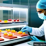 식품 공학에서의 전자코 응용 - A high-tech electronic nose device in a modern food quality control laboratory, featuring sleek gas ...
